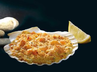 4 COQUILLES SAUMON CREVETTES sauce au BEURRE citronné