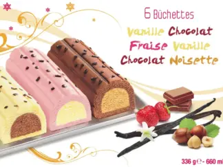 6 BUCHETTES VANILLE CHOCOLAT/FRAISE VANILLE/CHOCOLAT NOISETTE