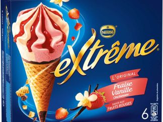 6 CONES EXTREMEFraise Vanille Sauce Fruits Rouges