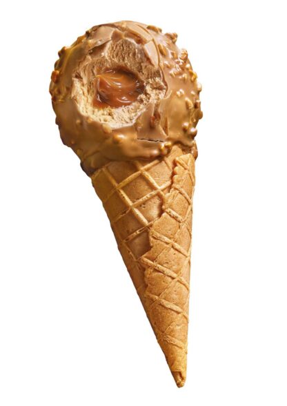 Cône boule caramel