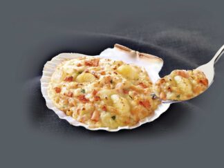 4 COQUILLES AUX NOIX ST JACQUES ET SAUMON